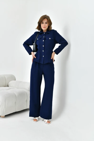 FTZ Women Kadın Pantolonlu Takım  Lacivert 30727 - Resim 3