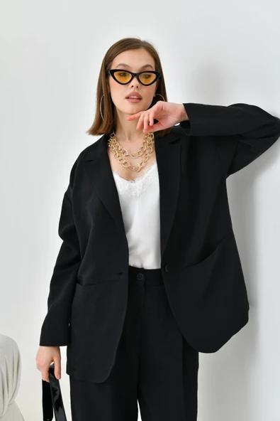 FTZ Women Kadın Begonya Ceketli Takım  Siyah 30777 - 2