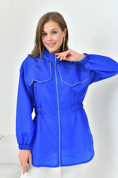Kadın Organze Cap Saks Mavi 30854 - 6