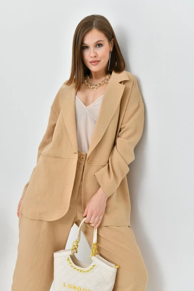 FTZ Women Kadın Begonya Ceketli Takım  Beige 30777 - Resim 6