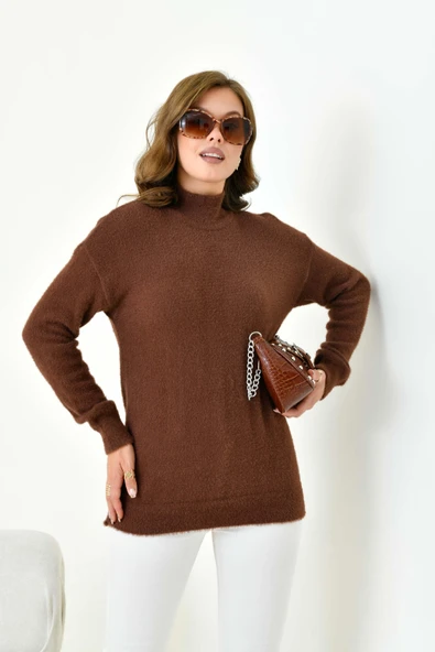 FTZ Women Kadın Basic Kazak  Kahve 20878 - Resim 2