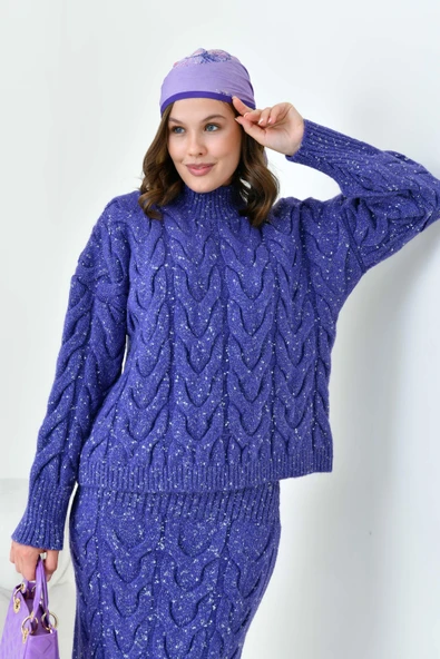 FTZ Women Kadın Sim Detaylı İkili Takım  Mor 20731 - Resim 3