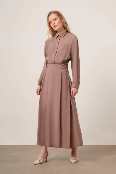 FTZ Women Kadın Modal Etekli Takım  Vizon 30714 - Resim 3