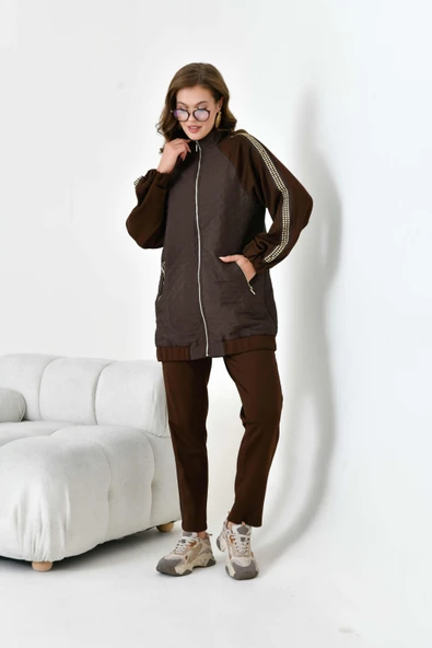 FTZ Women Kadın Kapitone Detay Takım  Kahve 30910 ürün görseli