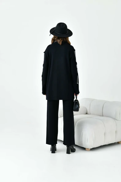 FTZ Women Kadın Kol Detaylı İkili Takım  Siyah 20717 - Resim 7