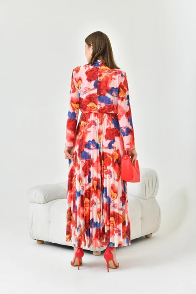 FTZ Women Kadın Desenli Elbise  Mercan 30842 - 7