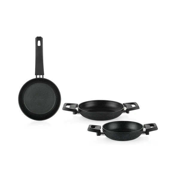 Schafer Black Stone 3 lü Tava + Sahan Seti-Siyah - 2