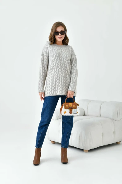 FTZ Women Kadın Çizgi Detaylı Kazak  Bej 20744 ürün görseli