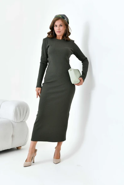 FTZ Women Kadın Kaşkorse Elbise  Haki 30901 - Resim 6