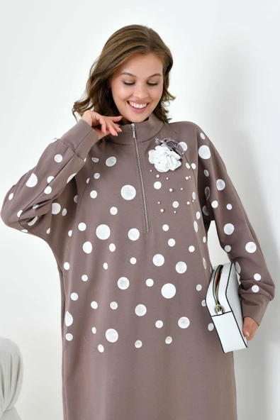 FTZ Women Kadın İki İp Elbise  Kahve 30902 - Resim 3