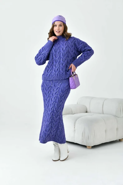 FTZ Women Kadın Sim Detaylı İkili Takım  Mor 20731 - Resim 4