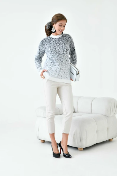 FTZ Women Kadın Geçişli Kazak  Ekru 20942 - Resim 5