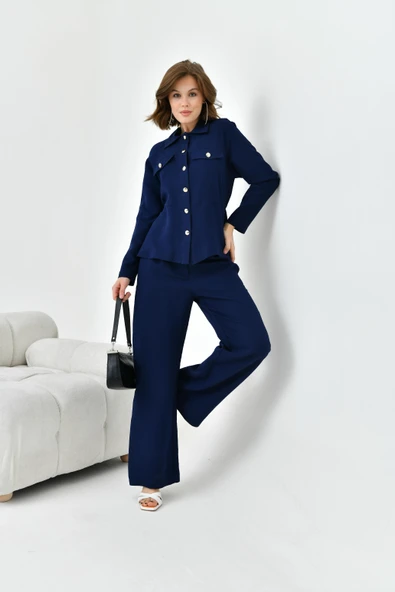 FTZ Women Kadın Pantolonlu Takım  Lacivert 30727 - Resim 5