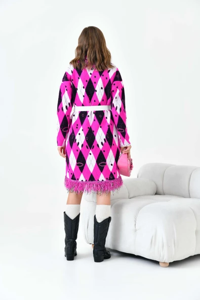 FTZ Women Kadın Baklava Desenli Giyçık  Fuşya 20519 - Resim 7