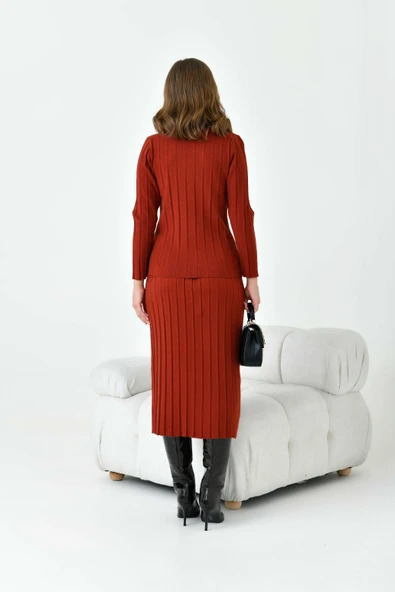 FTZ Women Kadın Pileli İkili Takım  Kiremit 20680 - Resim 7