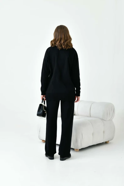 FTZ Women Kadın Düz Basic İkili Takım  Siyah 20800 - Resim 7