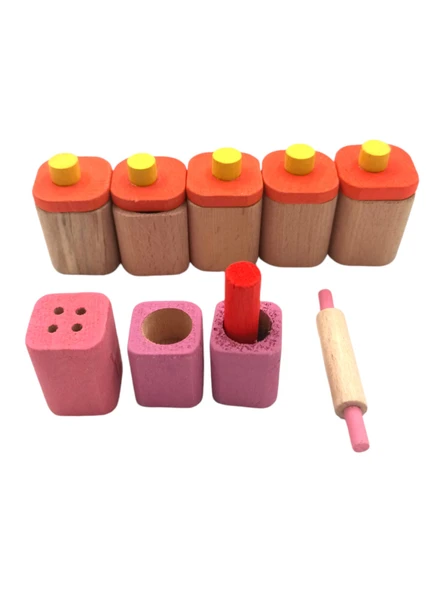 Popşeker Minik Şeflerin Tam Donanımlı Mutfağı: Ahşap Oyuncak Minyatür Komple Mutfak Ekipmanları Seti - 3