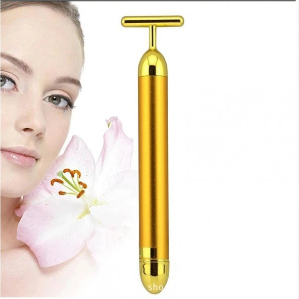 24k Altın Roller Enerji Güzellik Çubuğu Titreşimli Yüz Masaj - 6