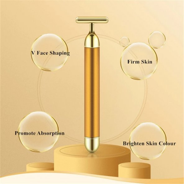24k Altın Roller Enerji Güzellik Çubuğu Titreşimli Yüz Masaj - 7