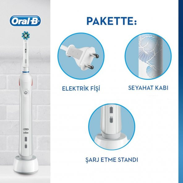 Oral-B Pro 2500 Şarj Edilebilir Diş Fırçası Cross Action Flora Blue + Seyahat Kabı - 2