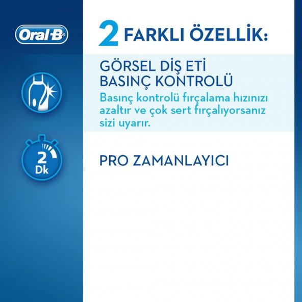 Oral-B Pro 2500 Şarj Edilebilir Diş Fırçası Cross Action Flora Blue + Seyahat Kabı - 3