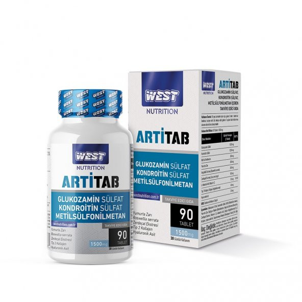 West Artitab Glukozamin Sülfat - Kondroitin Sülfat - MSM - Hyaluronik Asit - Tip 2 Kollajen 90 Tablet Hediye