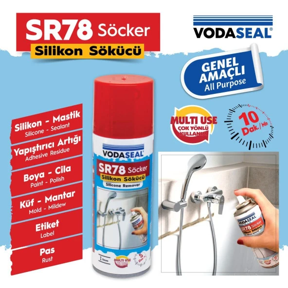 Vodaseal Silikon Etiket Mastik Küf Pas Boya Sökücü Sprey 200 Ml