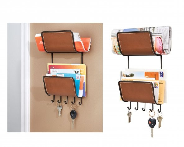 65441ES MEKTUPLUK''ANAHTARLIK''ASKILIK 2 KATLI VEGAN DERİ KAPLAMALI 19X37X8CMS