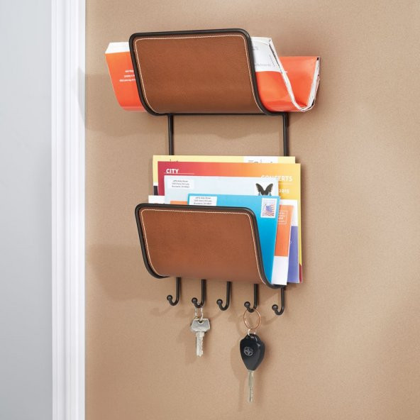 65441ES MEKTUPLUK''ANAHTARLIK''ASKILIK 2 KATLI VEGAN DERİ KAPLAMALI 19X37X8CMS - 2