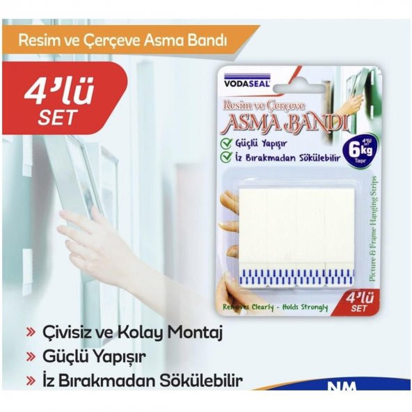 Vodaseal Resim ve Çerçeve Asma Bandı Bantı 4 Lü Set