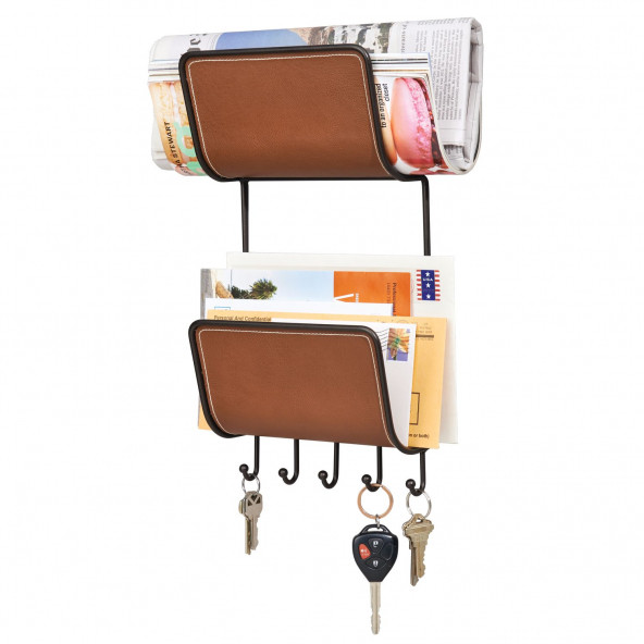 65441ES MEKTUPLUK''ANAHTARLIK''ASKILIK 2 KATLI VEGAN DERİ KAPLAMALI 19X37X8CMS - 3