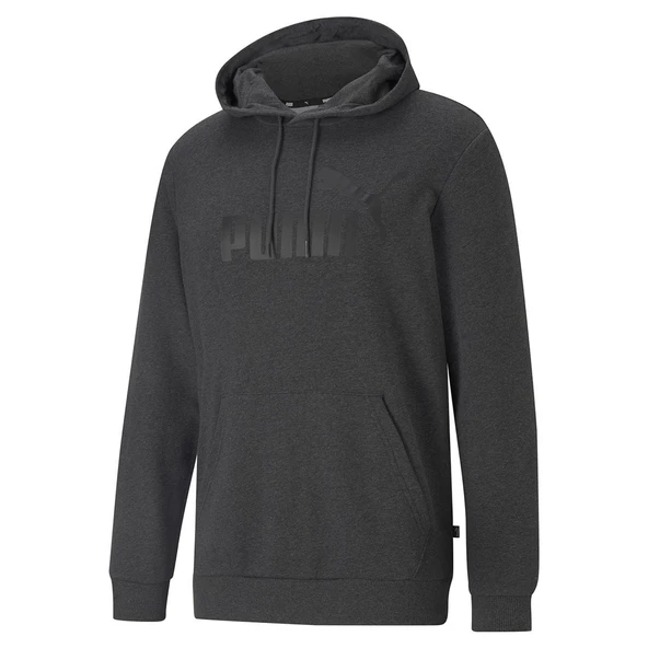 Puma ESS Big Logo Hoodie TR Dark Gray Heather Erkek Sweatshirt - 1