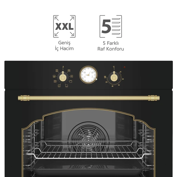 Simfer 7349 Siyah 8 Fonksiyon Ankastre Multi Turbo Fırın - Resim 3