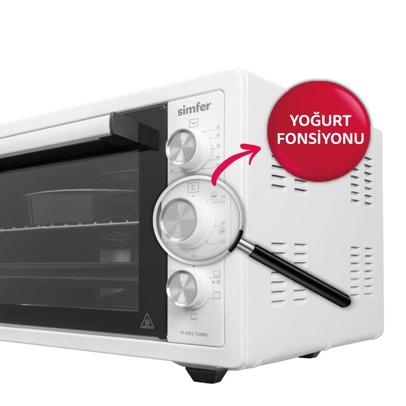 Simfer 7033 İnox Gri 70 LT Turbo Fan Mini/Midi Fırın - Multi Fonksiyon, Yoğurt Yapma, Buz Çözme & Çift Cam - Resim 6
