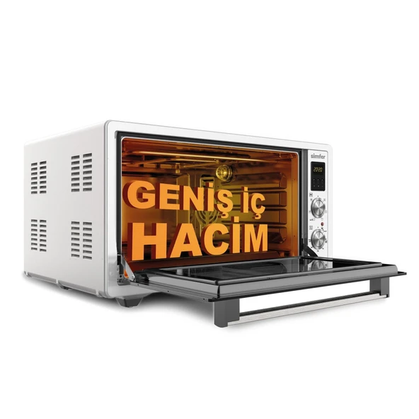 Simfer 7033 İnox Gri 70 LT Turbo Fan Mini/Midi Fırın - Multi Fonksiyon, Yoğurt Yapma, Buz Çözme & Çift Cam - Resim 4