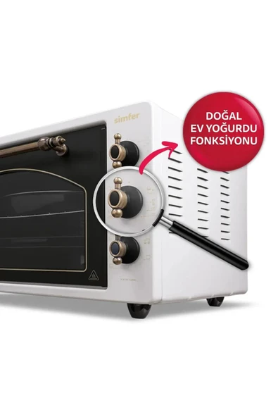 4295 Retro Bej 42LT  Turbo Fan Mini/Midi Fırın – 6 Fonksiyon, Yoğurt Yapma & Buz Çözme Özellikli - Resim 5