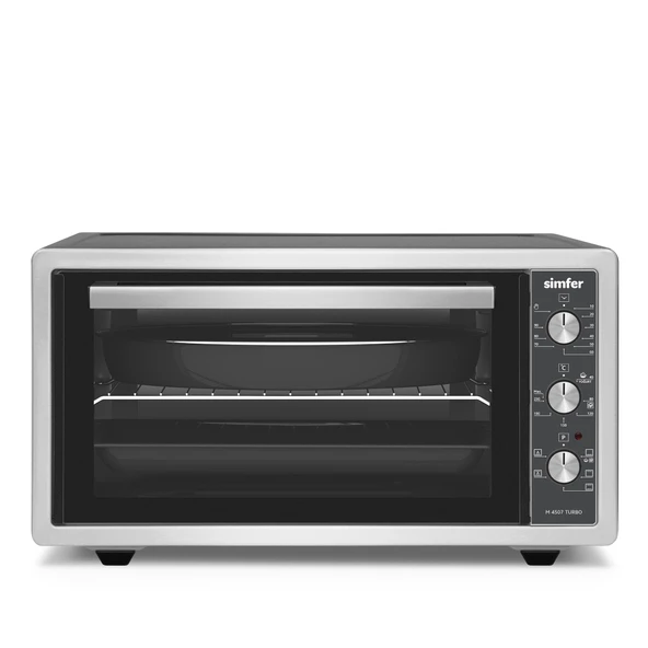 Simfer 4507 İnox Gri 45 LT Turbo Fan Mini/Midi Fırın - 6 Fonksiyon, Pop-Up Düğme, Yoğurt Yapma & Buz Çözme ürün görseli