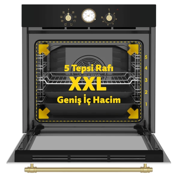 Simfer 7349 Siyah 8 Fonksiyon Ankastre Multi Turbo Fırın - Resim 5