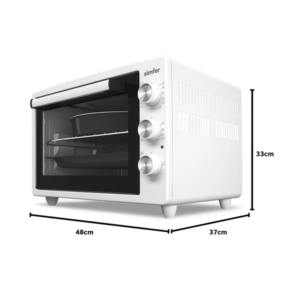 Simfer 3420 Beyaz 34 LT Statik Mini/Midi Fırın - 4 Fonksiyon, Programlanabilir Pişirme & Isı Kontrol Sistem - 7