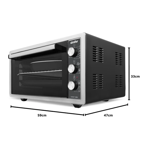 Simfer 4503 İnox Gri 45 LT Turbo Fan Mini/Midi Fırın - 6 Fonksiyon,Yoğurt Yapma, Buz Çözme & İç Aydınlatma - Resim 12