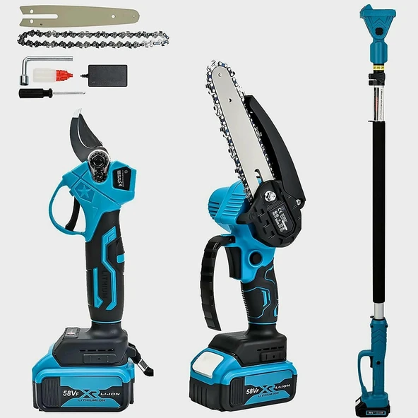 Teleskopik Kollu Bağ Makası ve Budama Testeresi Makinesi 58vf EEA321