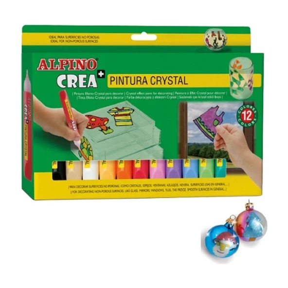 Alpino Cam Boyası Silinebilir 10.5 ML 12 Renk Silinebilir Cam Boyası