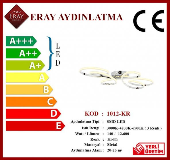 Eray Aydınlatma 1012-KR Krom  Led Avize - 4