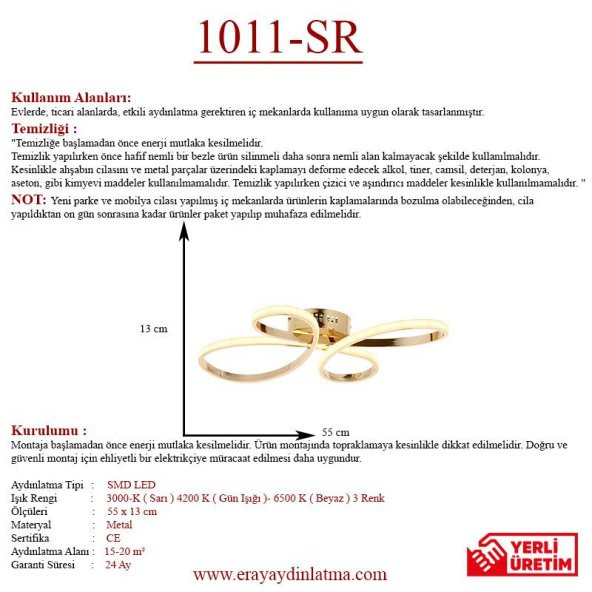 Eray Aydınlatma 1011-SR Sarı  Led Avize - 3