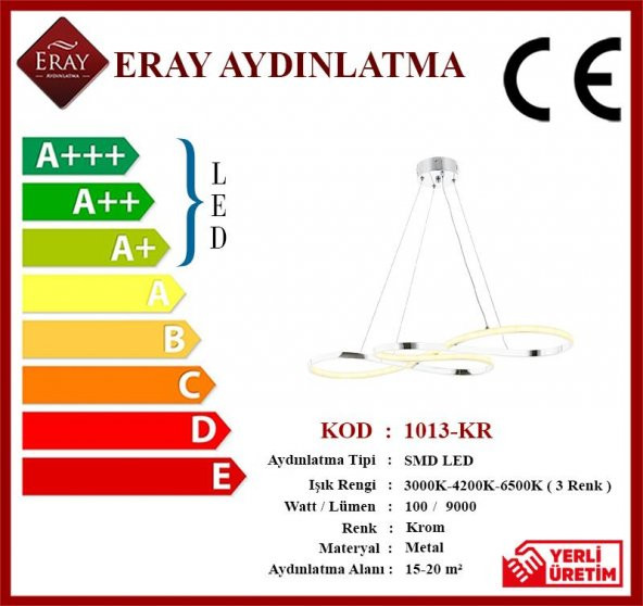 Eray Aydınlatma 1013-KR Krom  Led Avize - Resim 4