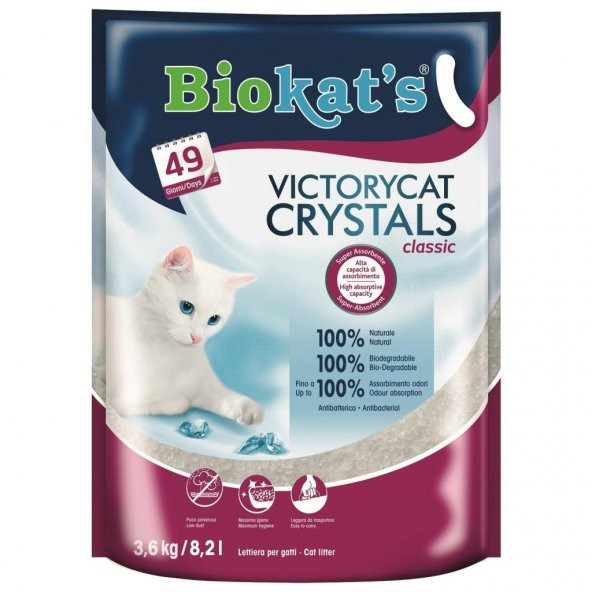 Biokats Silica Kedi Kumu VictoryCat Crystals Classic 3.6Kg-8.2Lt
