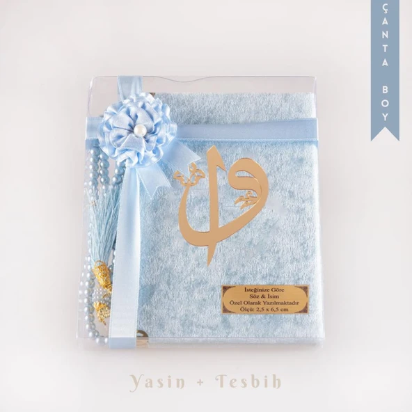 Tesbih + Yasin Hediye Seti (Çanta Boy, ElifVav, Raşel, Bebe Mavi) ürün görseli 1