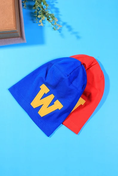 W Armalı 2-4 Yaş Erkek Çocuk Şapkası 2'li Paket Kırmızı - 3