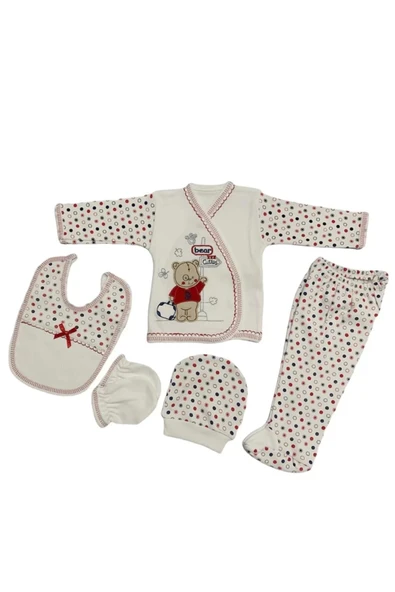 Ayıcık Bebe 5li Hastane Çıkışı Yeni Doğan Set Kırmızı - Resim 3