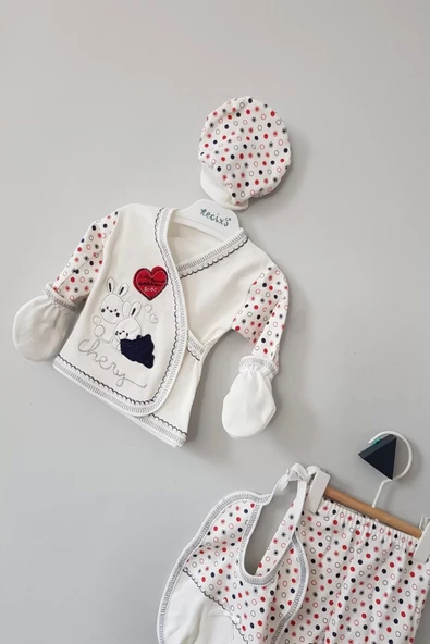 Erkek Bebek Kutulu Tavşan 5li Zıbın Seti - 3